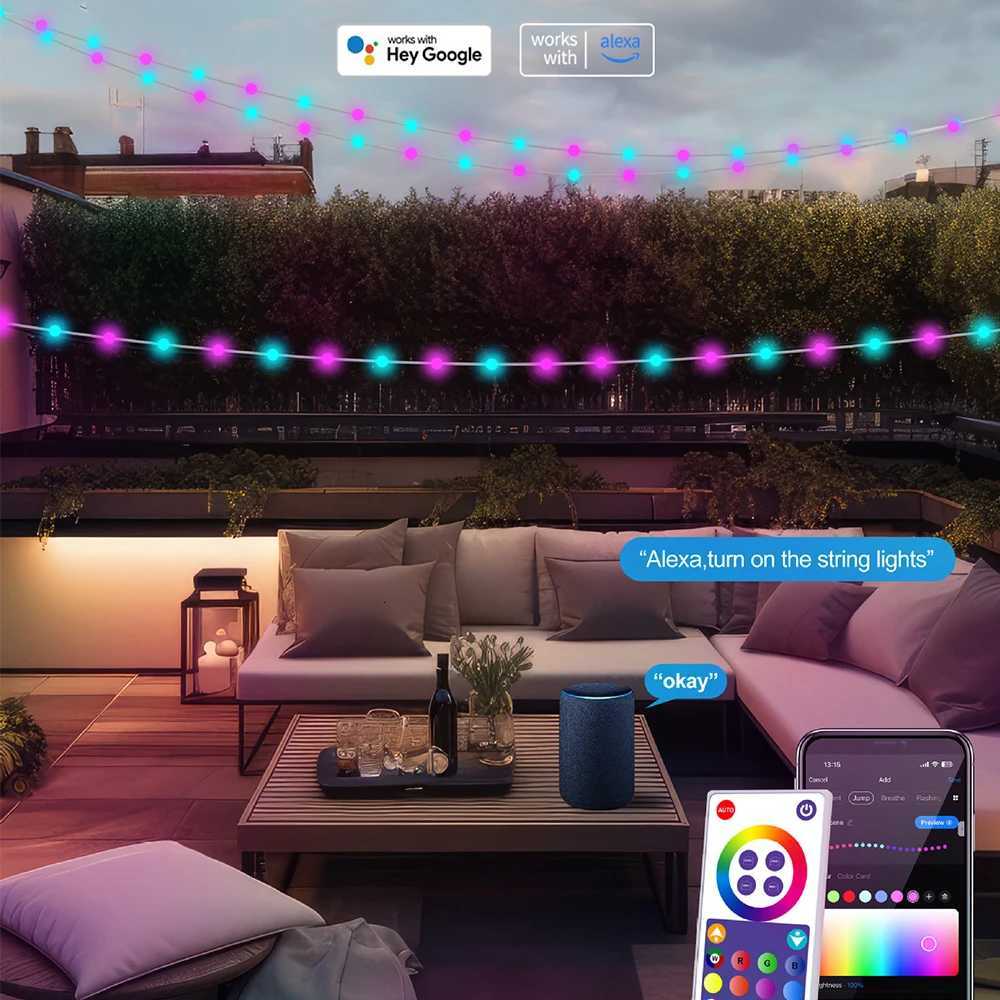 5M/10M/15M/20M Tuya Wifi Bluetooth APP Smart LED Light String Fairy Lights For Garden Christmas Festival Decor Outdoor Indoor H260304