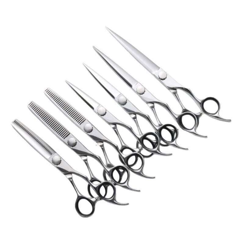 Salon Quality Hair Set Professional 440C Stainless Steel Barber Tools Thinning Shears Straight Scissors HairdressingKit H260303