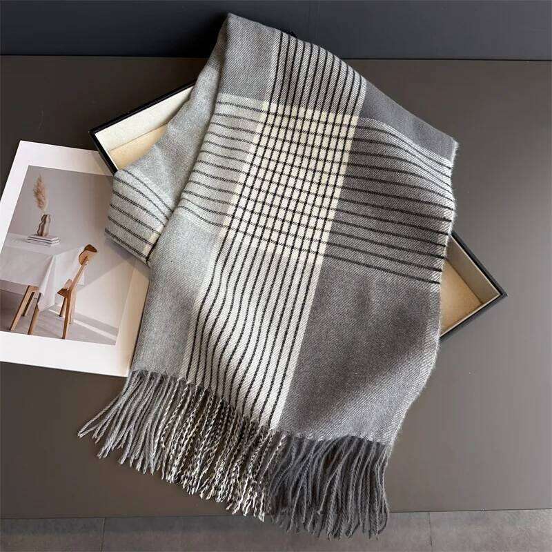 Winter Neck Warmer Scarf Women Men Autumn Thickened Tassel Pashmina Shawl Faux Cashmere Warps Elegant Blanket For Couple XJ260304