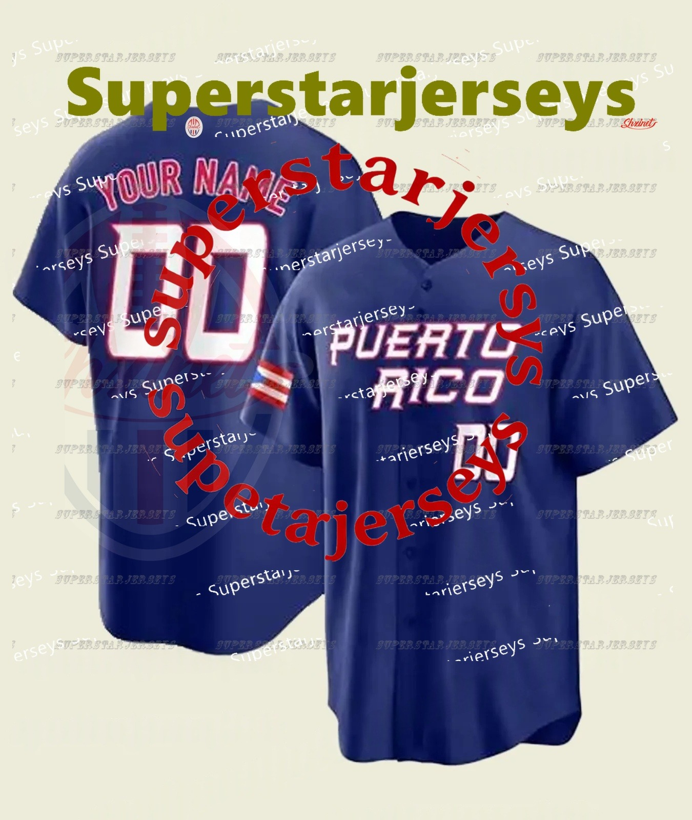 Custom Jersey Team Puerto Rico 2023 World Baseball Classic WBC Francisco Lindor Carlos Correa Javier Baez Edwin Diaz Marcus Stroman Enrique Hernandez 