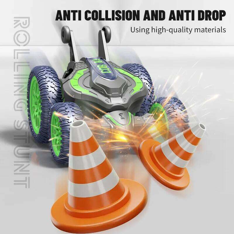 Foldable Stunt RC Car with LED Lights Remote Control Snake 3D Flip Roll 2.4G Double-Sided Driving Toys for Kids Boy's Gift Z260303