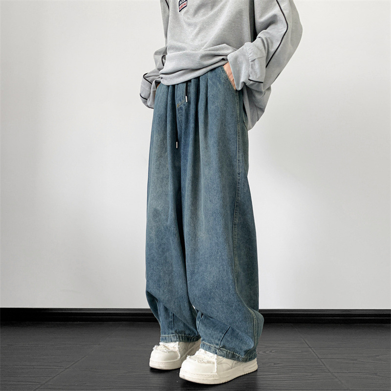 Men's Jeans Autumn Winter Trendy Designer Pants Japanese Style Wide Leg Casual Harajuku Style Loose Fit Youth Versatile Long Pants