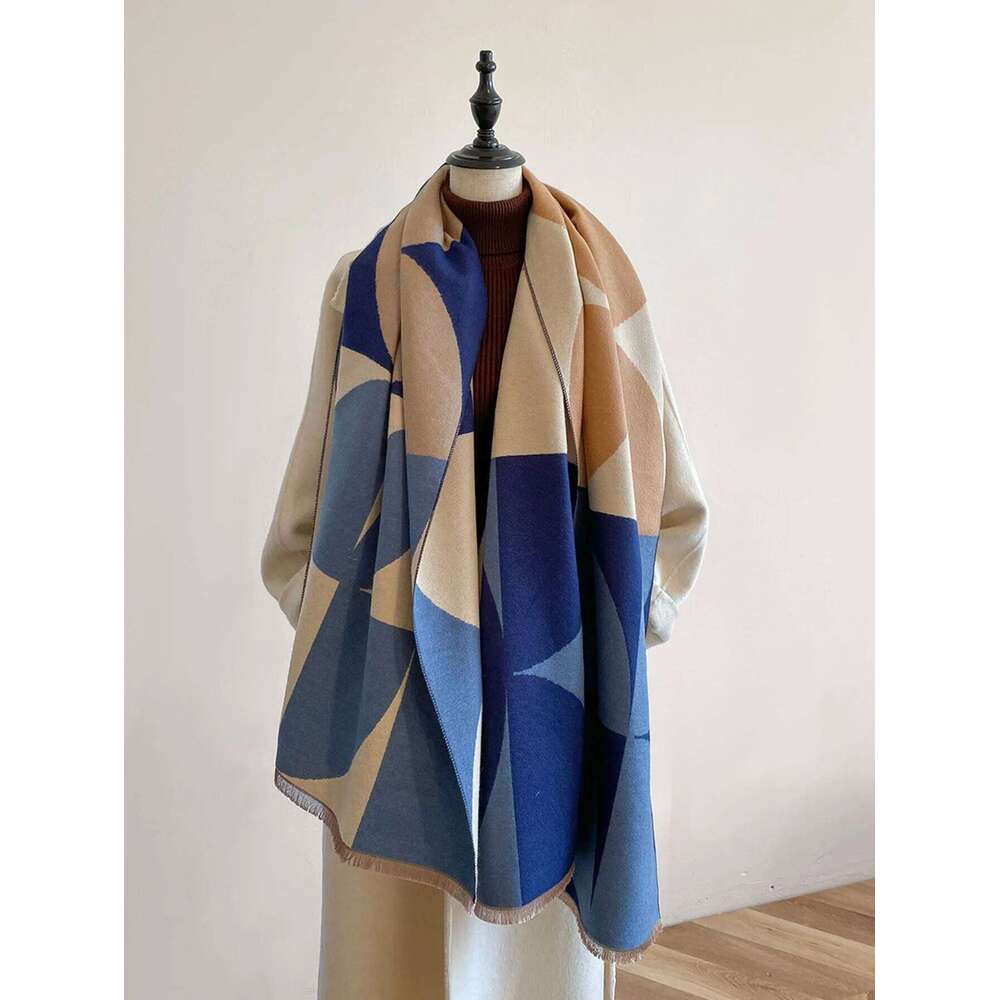 Winter Women's Luxury Design Double sided Imitation Cashmere Warm Scarf Shawl 2024 New XJ260304