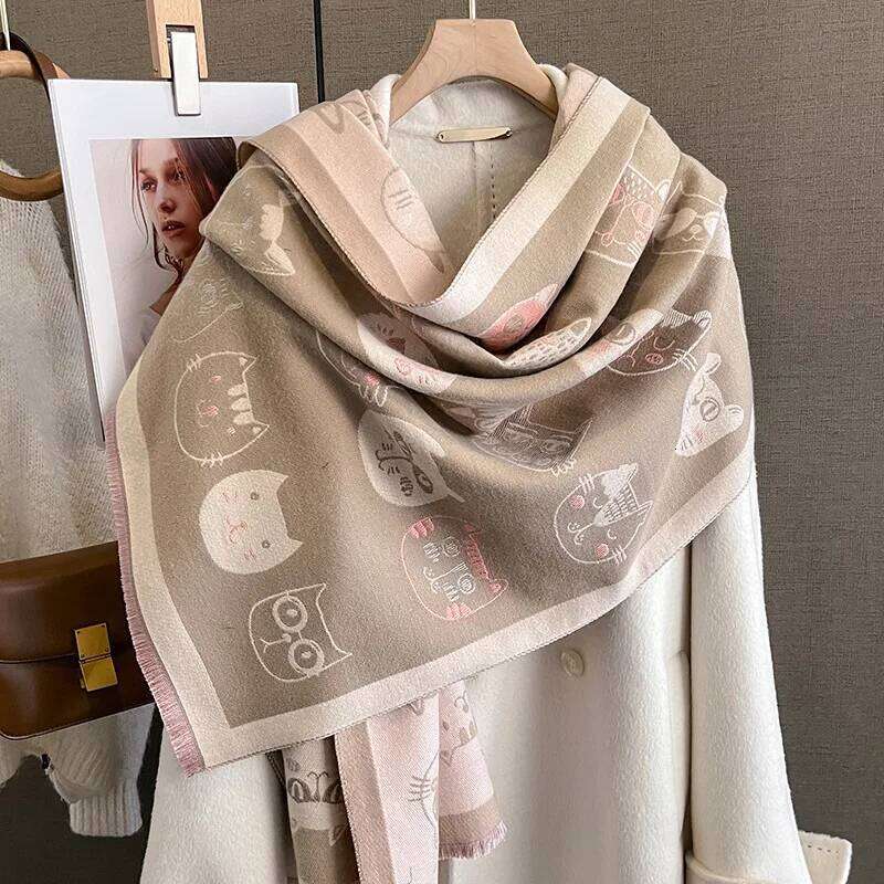 Cute Thickened Tassel Warm Scarf For Women Long Pashmina Shawl Faux Cashmere Warps Autumn Winter High Quality Blanket XJ260304