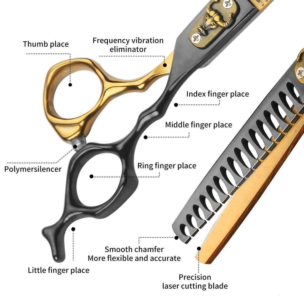 6pcs Professional Haircut Scissors Hair Thinning Shears, Sharp And Durable Barber Hairdressing Tools Chunker H260303