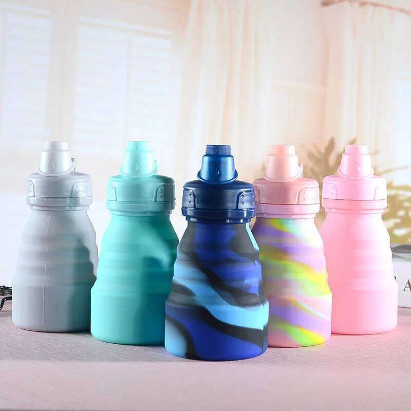 New Silicone Folding Travel Fitness Sports Water Bottle Warm Hand Portable Anti Drop Big Belly Cup S260303