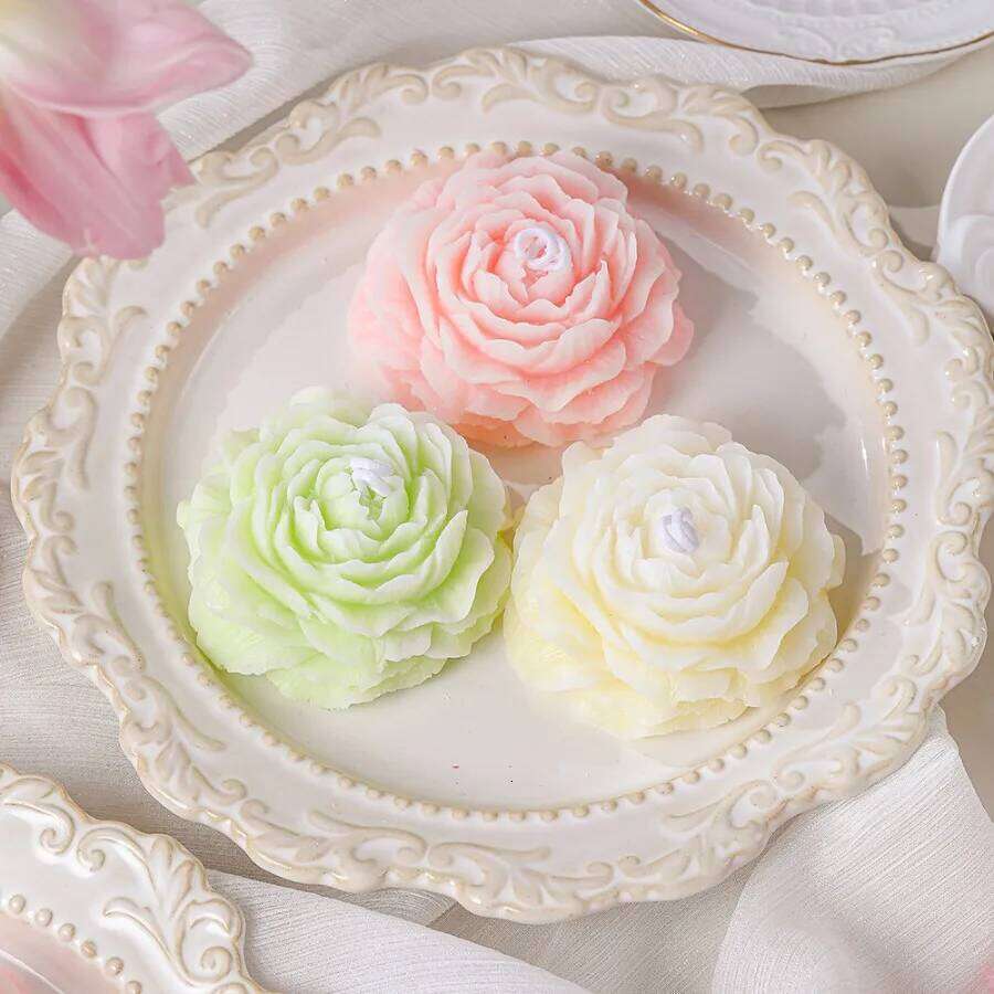 1pc Peony Flower Aromatherapy Candle Christmas Decoration Bridesmaid Box Packaging Birthday Wedding Favor Easter Gift W260304