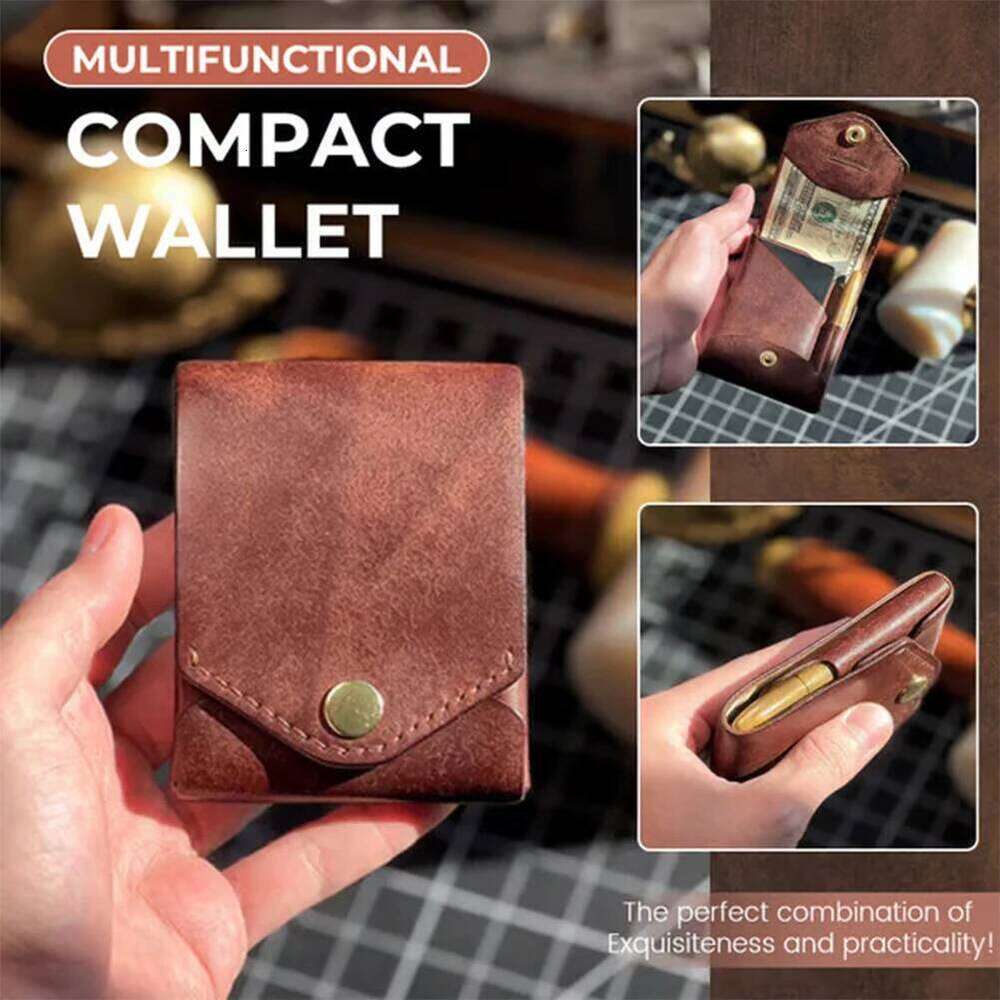 Multifunctional Compact Wallet Bi-Fold ID Clip Case with Money Pocket Leather Card Holder for Graduation Gift and Daily Use C260304