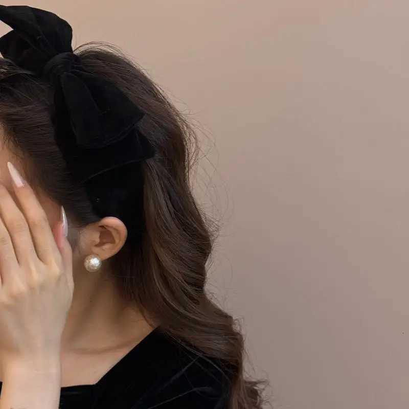 Red Black Velvet Wide Bow Headband For Girls Women Winter Hairband Fashion Temperament New Year Hair Accessories H260304 - view 5