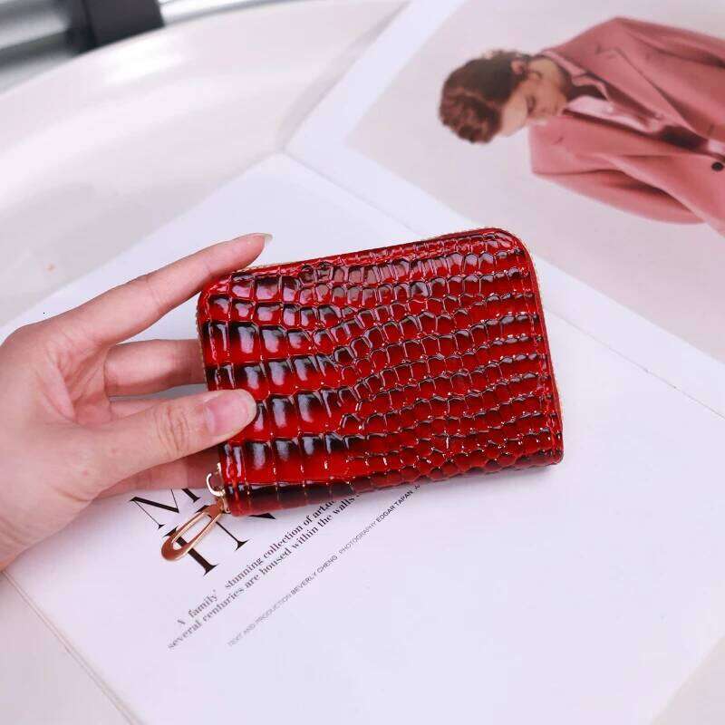 Women's Wallet Crocodile Pattern PU Leather Zipper Holder Organizer Multi Slot Blocking Credit Card Case Purse for Women C260304