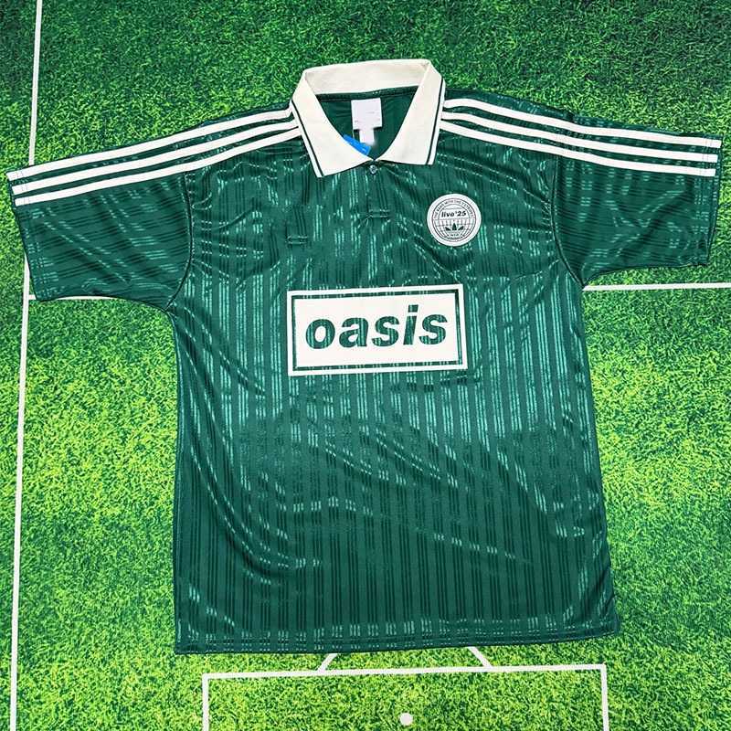 2526 Oasis Band No 25 Co-branded Green Short-sleeve Football Jersey S-4XL H260304
