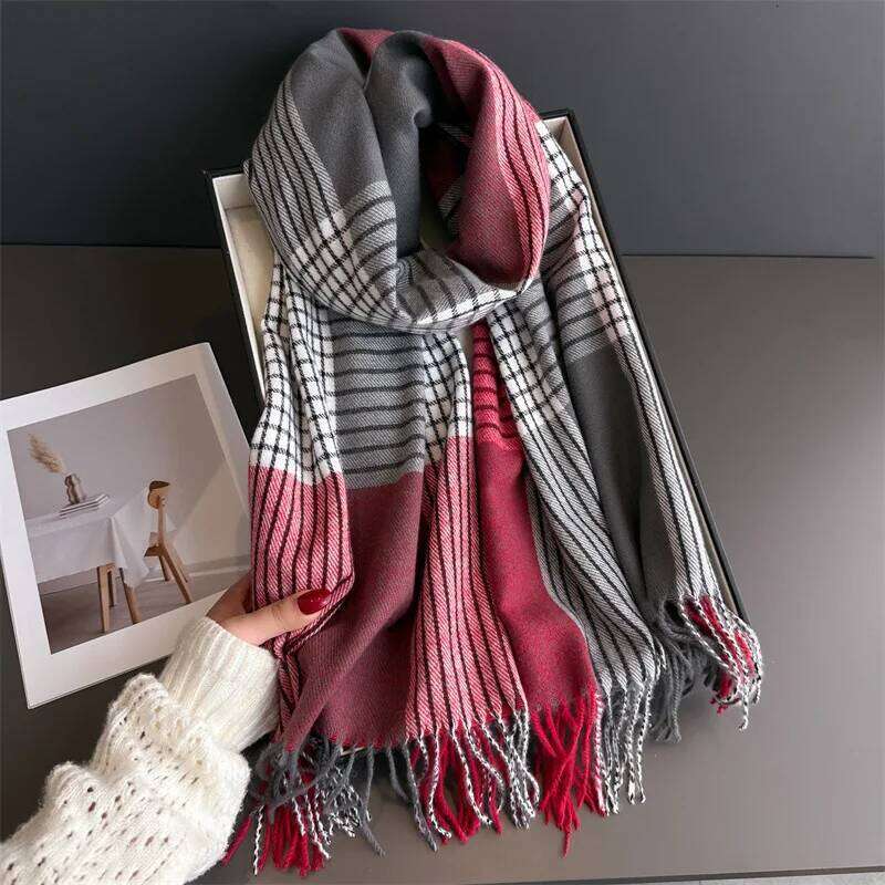Winter Neck Warmer Scarf Women Men Autumn Thickened Tassel Pashmina Shawl Faux Cashmere Warps Elegant Blanket For Couple XJ260304