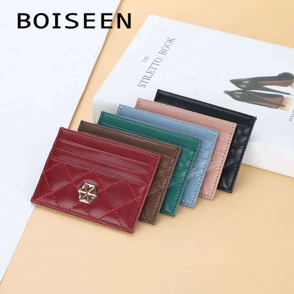 1Pcs Fashionable Simple Diamond-Patterned Holder, Compact Credit Holder Women, High-Quality Pu Leather C260304