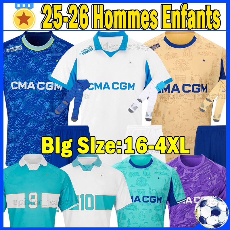 XXXL 4XL 25 26 OM Marseille GREENWOOD Soccer jerseys Monumentale GOUIRI HOJBJERG PAIXAO MURILLO MarseilleES 2025 2026 Marsei Goalkeeper Football Shirts Kids Kits