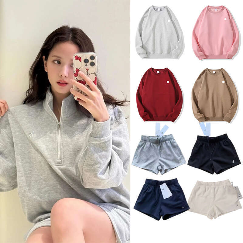 7A Yoga Gym Set Aloismness Women Men Shorts Sweatshirt Pullover Jackets Set Casual Fashion Designer 3D Silver Logo Aloismness Sets Womens Clothes Jogging Men Shorts