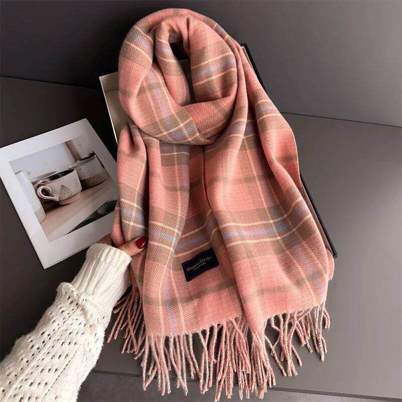 Winter Thickened Scarf For Women Men Neck Keep Warm Tassel Pashmina Shawl Faux Cashmere Warps Autumn Elegant Blanket XJ260304
