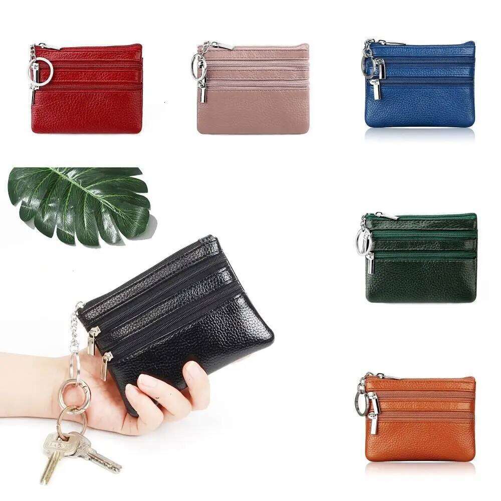 PU Leather Money Coin 2024 New with Key Ring Waterproof Pocket Purse Zipper Wear-resistant Credit Card Holoder Male C260304