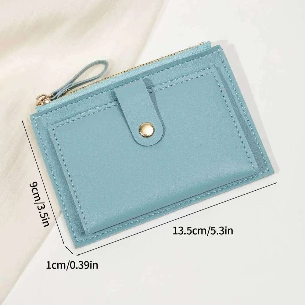 Minimalist and fashionable short bag, ultra-thin mini PU leather zero wallet, women's credit card holder wallet C260304