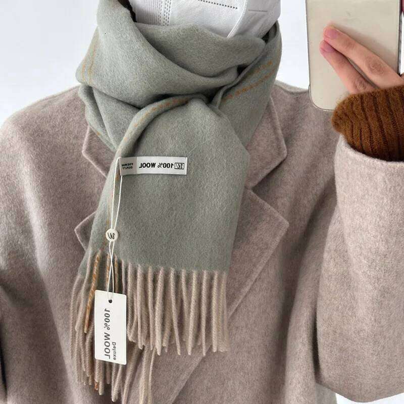 Elegant Good Quality 100% Wool Scarf Women Men Autumn Winter Neckerchief Shawl Long Korea Style Fashion Deluxe Muffler XJ260304