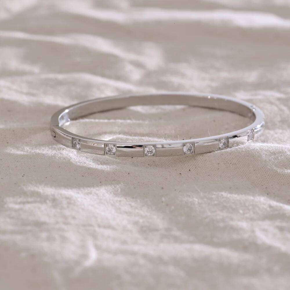 NiNice 2025 Exquisite Stainless Steel Cubic Zirconia Round Bracelet Bangle Fashion Trendy Jewellery Party Gift XJ260303