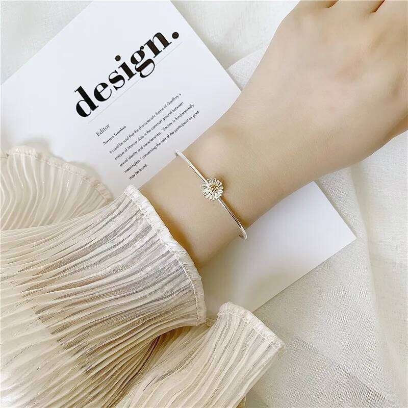 Buyee 925 Sterling Silver Female Simple Elegant Flower Open Bangles for Women Fashion Party Fine Jewelry Circle XJ260303