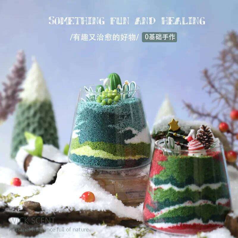 Scented with Sand Art Fragrant for Wholesale Distribution Christmas New Year Aromatic Candles in Glass Jar W260304