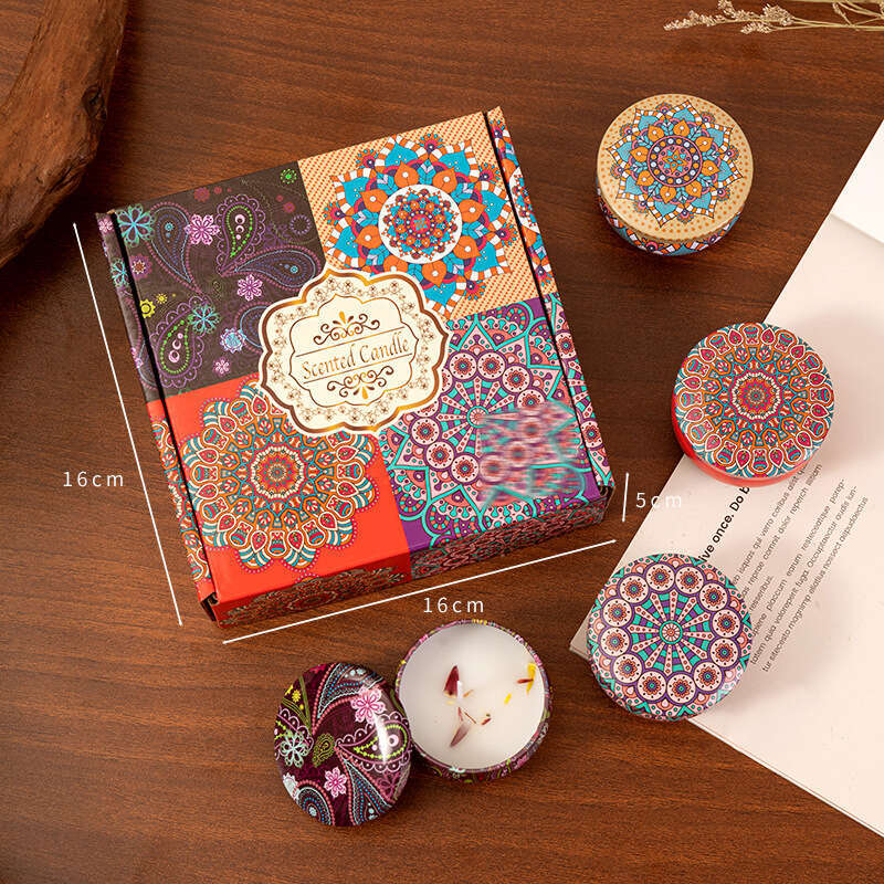 Aromatherapy Set Soy Wax Gift Box Tin Can Dried Flower Pattern Candle Cross-Border Souvenir W260304