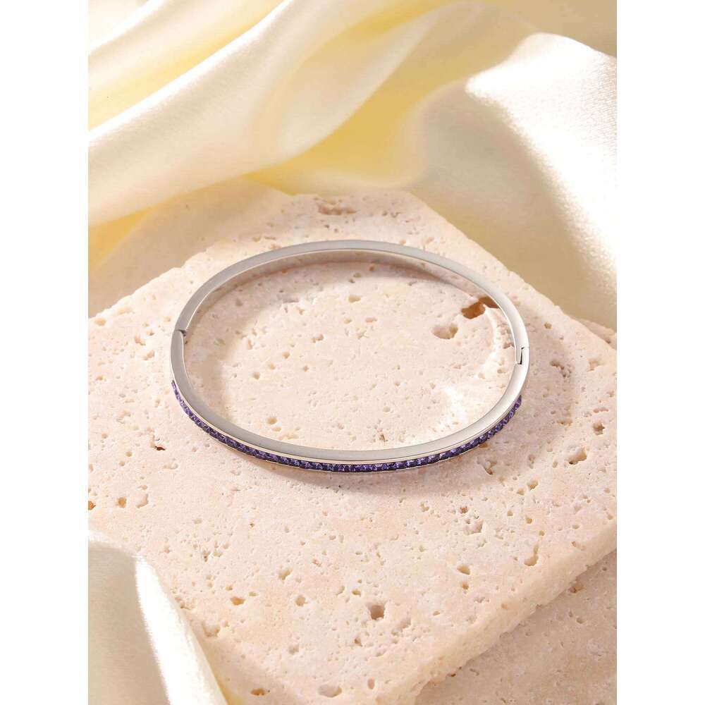 High Quality Gold Plated Stainless Steel Colorful Crystal Cz Baguette Wrist Bracelet Bangle Jewelry For Women XJ260303