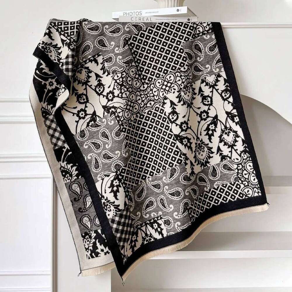 Luxury Print Scarf for Women Warmer Winter Faux Cashmere Pashmina Scarves Shawls Female Thick Blanket Wraps Foulard XJ260304
