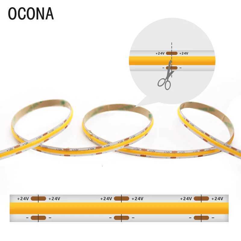 OCONA Ra97 High CRI COB LED Strip Light 8mm Flexible 480LED/m LED Tape Lights Ribbon 24V Warm/Cool White 2700K 5000K Dimmable H260304