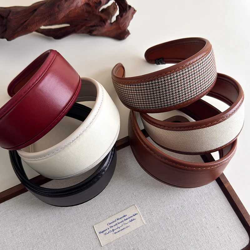 Retro Leather Headband for Women 2025 French Style Wide Hair Hoop Hairbands Female Headwear Hair Band Hair Accessories Headdress H260304 - view 3