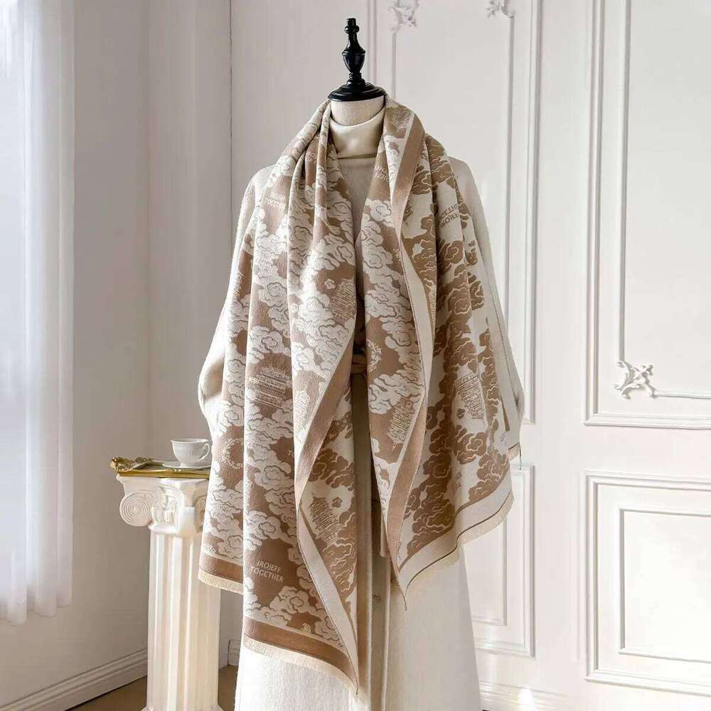 2025 New Premium Printed Women's Faux Cashmere Scarf Winter Cozy Pashmina Wraps Luxe Thick Blanket Shawls Echarpe XJ260304