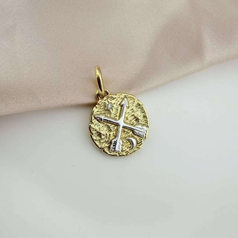 Coin Pendant Charms 925 Silver Vintage Round Seal Metal Golden Skull Compass Medal Beads Bracelets Necklaces Parts Fine Jewelry