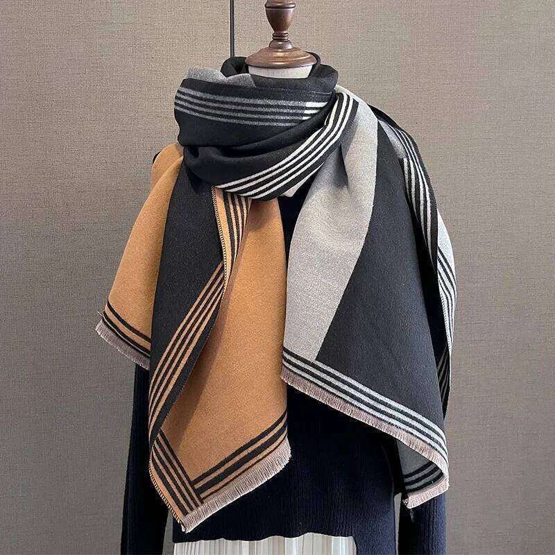 Luxury Cashmere Sacarf For Women Colorblock Print Thick Winter Blanket With Tassel Large Shawl And Wrap Bufanda Warm Poncho XJ260304