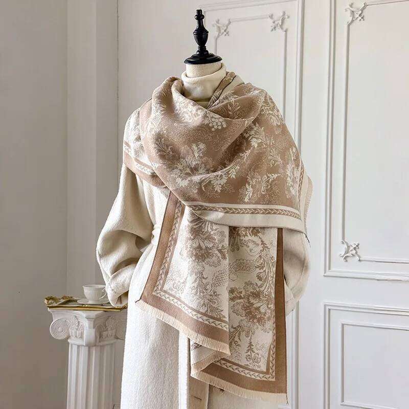 2026 Floral Jacquard Scarf, European Imitation Cashmere Thickened Shawl, Fashion Age-Reducing Winter Wrap XJ260304
