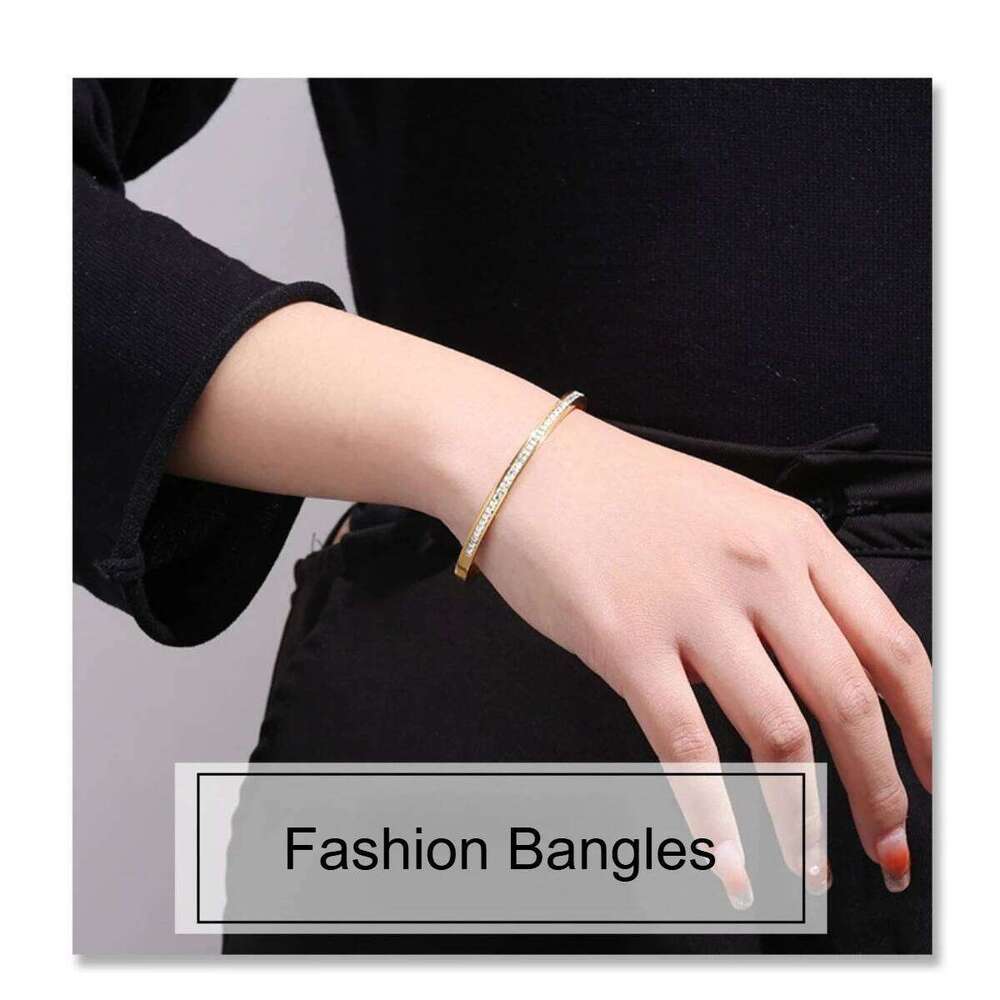 New Stainless Steel Zircon Bangles for Women 4mm Wide Bracelet Jewelry Gift Fashion Accessories 58-60mm 3 Color XJ260303