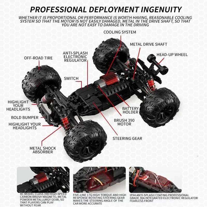 New Brushless Remote Control Four-Wheel Drive Electric Car High-Speed Drift Off-Road Climbing Big Wheel Racing Model Toy Z260303