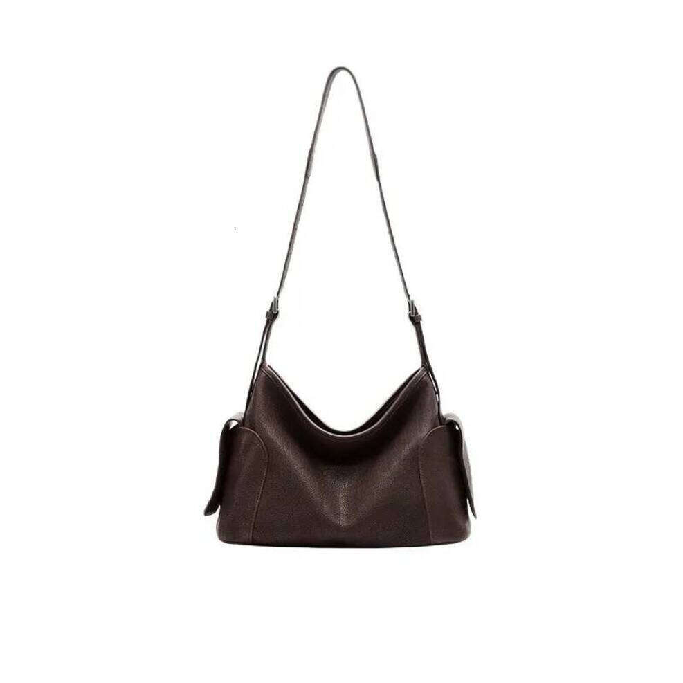 OLOEY Vegetable-Tanned Calfskin Hobo Large Capacity Crossbody Commuter Bag For Women