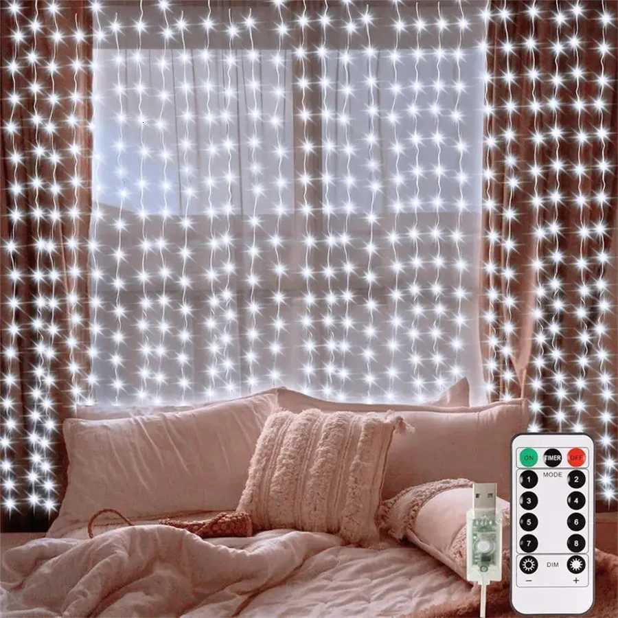 LED Curtain String Lights USB Remote Control Fairy Garland Lamp for Bedroom Holiday Wedding Birthday Valentines Day Decor H260304
