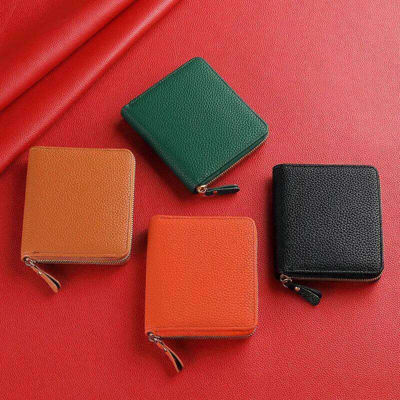 Ladies Leather Zipper Slim Business Card Holder Bags Multi-Card Wallet Ultra-Thin Minimalist Bank Cards Coin Money Purse C260304