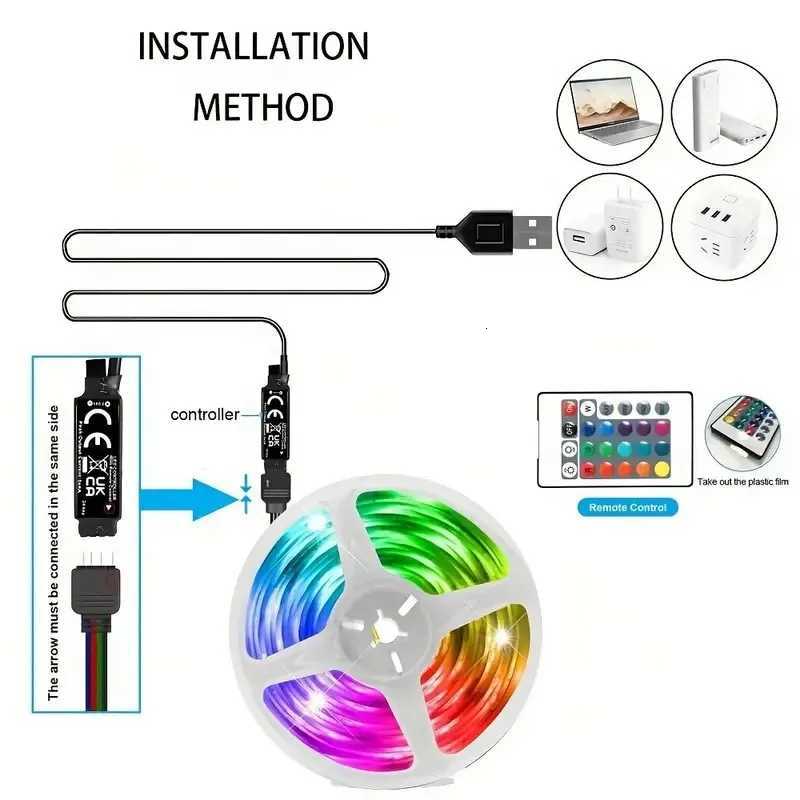 5V USB Powered 5050 LED Strip Phone APP Control 1-30 Meter RGB Flexible Light Strip for Home Party Bedroom Ambient Lighting H260304
