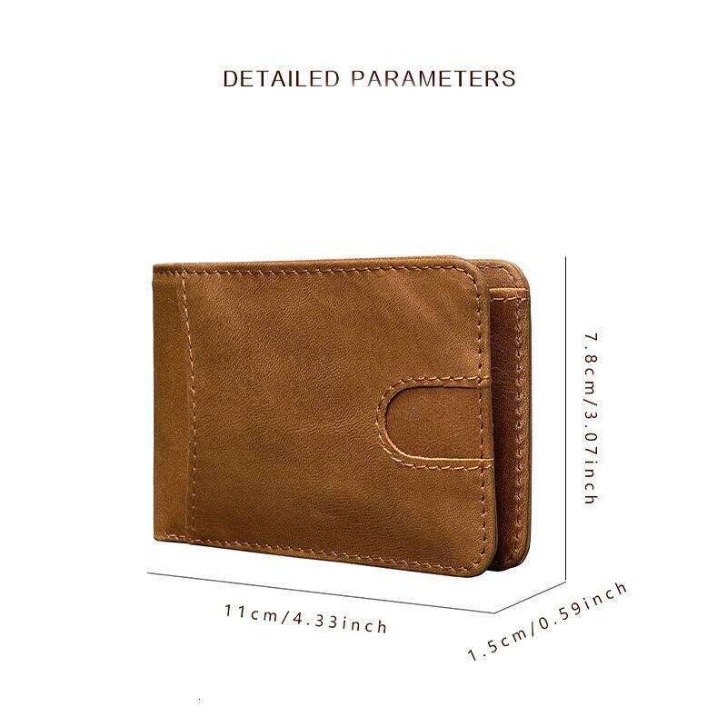 Geestock Men's Retro Casual Short Oil Wax Leather Wallet Clip Bag Lightweight Card Holder Coin Purse Daily C260304