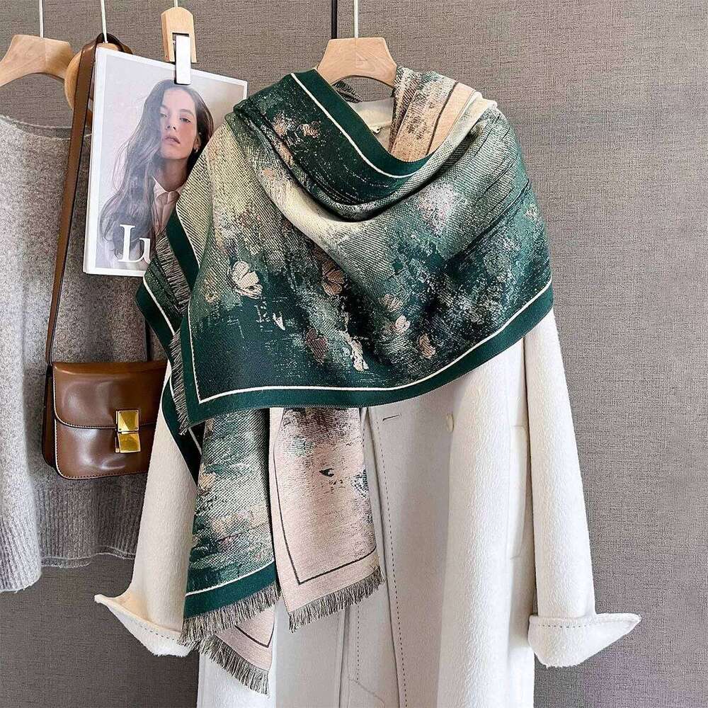 Autumn/Winter Warm Scarf 185*65cm Luxury Tassel Shawl Women's Imitation Cashmere Thickened Warps Coldproof Windproof Blanket XJ260304