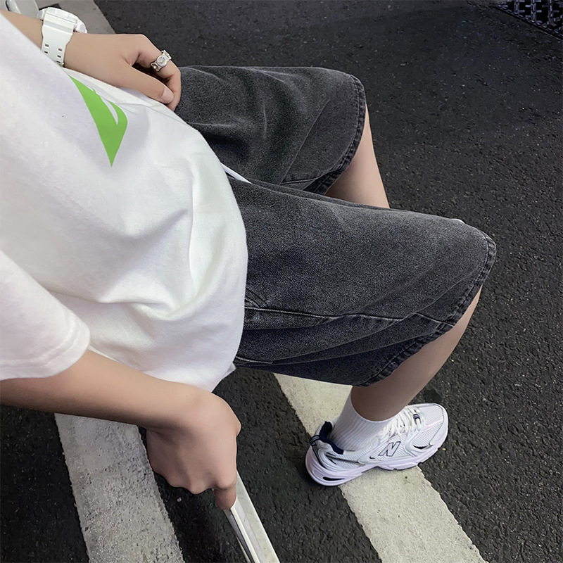 Summer Drawstring Denim Shorts Designer Pants For Men Korean Style Trendy Loose Straight Unisex Five-point Shorts Beach Casual Mid-length Shorts
