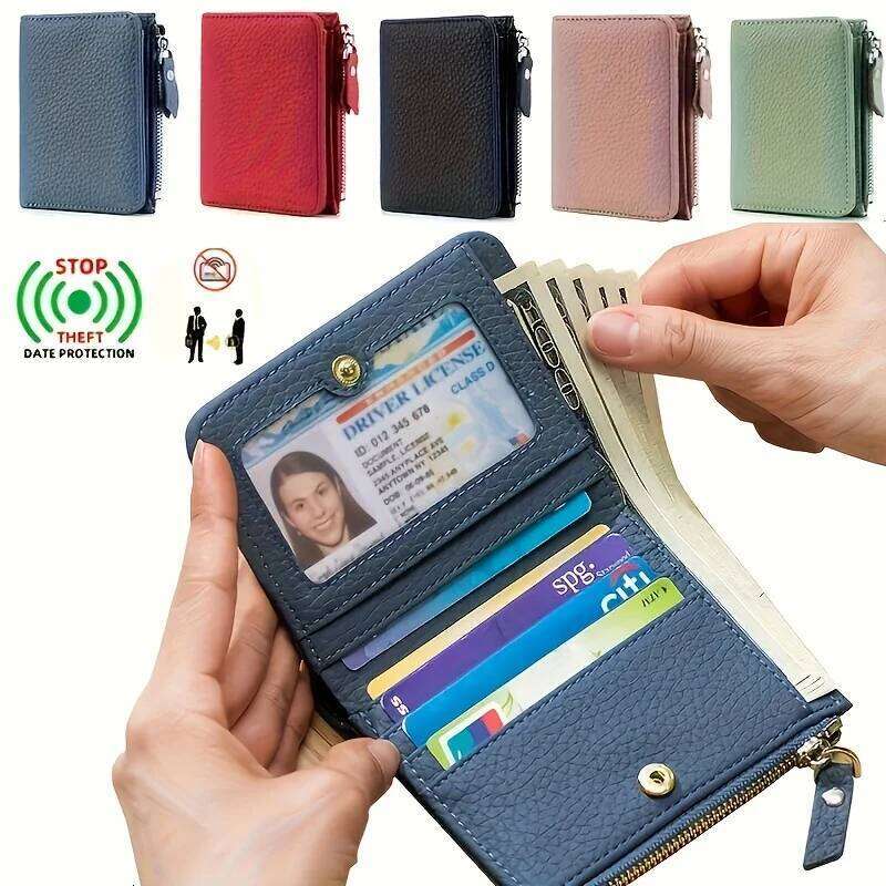 Men Women Cute Short Wallet Luxury Solid Zipper Coin Purse rfid Bank Credit Card Holder Slim Small Money Bag small black purse w C260304