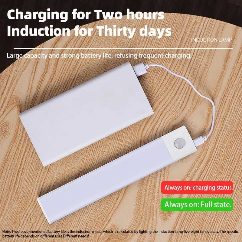 Motion Sensor Light Wireless LED Night Light USB Rechargeable Night Lamp Cabinet Wardrobe Lamp Under Backlight For Kitchen Led H260304
