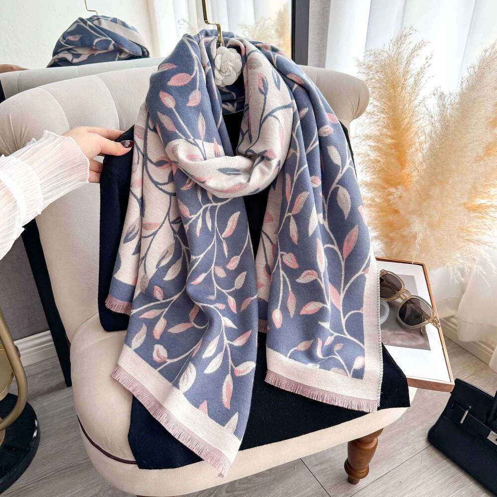 Elegant Plaid Imitation Cashmere Scarf Soft Warm Versatile Shawl Coldproof Windproof Blanket for Autumn Winter XJ260304