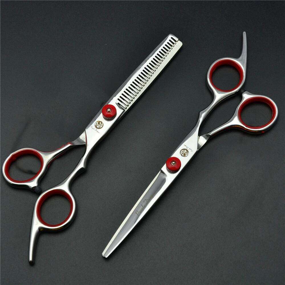 703# 6" Stainless Red Cutting Salon Thinning Shears Professional Hairdressing Hair Scissors Dropshipping H260303