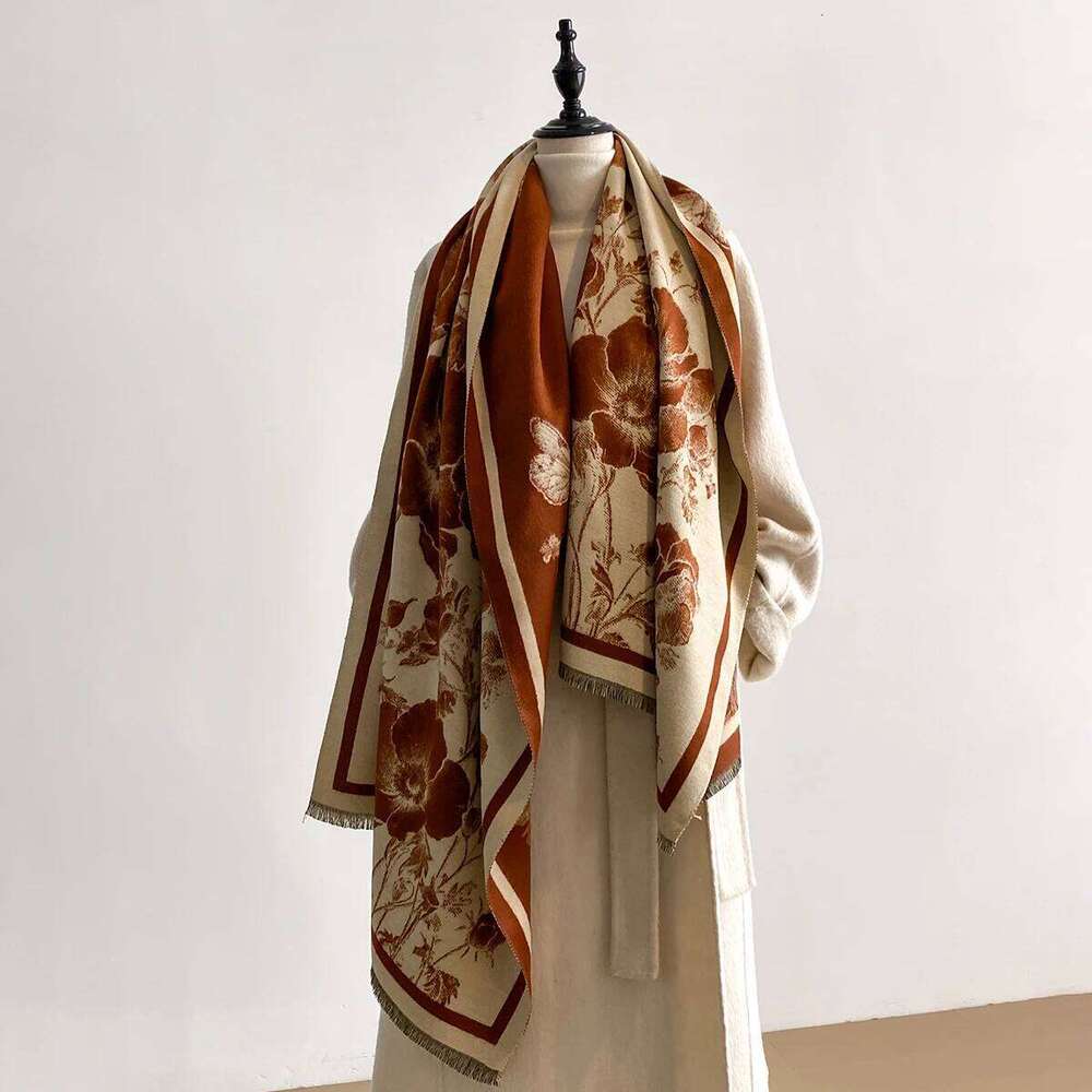 Luxury Winter Women's Imitation Cashmere Shawl Thick Warm Jacquard Scarf High Quality Two-Sided Pashmina Wrap for Ladies Brand XJ260304