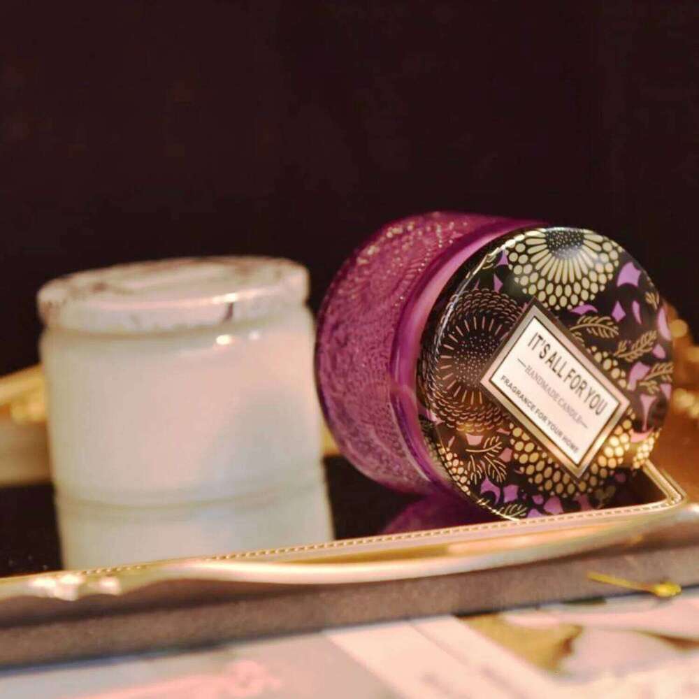 Premium Box Glass Handmade Soy Wax Smokeless Creative Aromatherapy Candle Companion Gift W260304